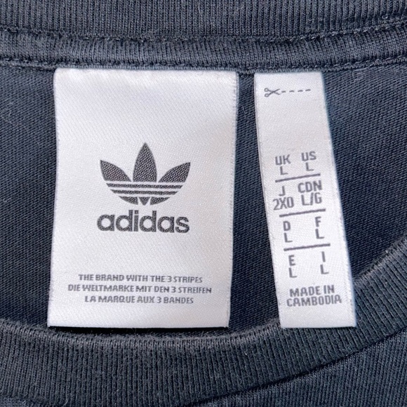 Adidas Shirt Original Shadow Outline Trefoil Logo Graphic Tee Short Sleeve Top - Picture 5 of 6